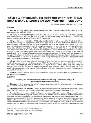 Đánh giá kết quả điều trị bước một ung thư phổi giai đoạn IV bằng Erlotinib tại Bệnh viện Phổi Trung Ương