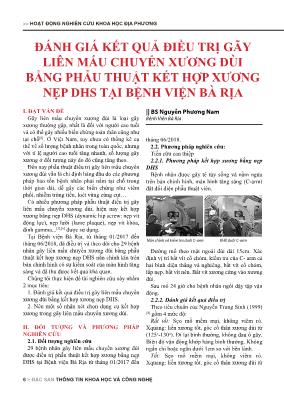 Đánh giá kết quả điều trị gãy liên mấu chuyển xương đùi bằng phẫu thuật kết hợp xương nẹp DHS tại Bệnh viện Bà Rịa