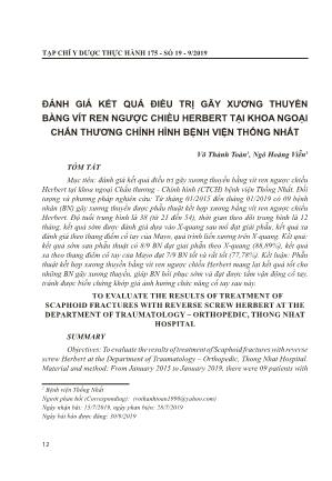 Đánh giá kết quả điều trị gãy xương thuyền bằng vít ren ngược chiều Herbert tại khoa ngoại chấn thương chỉnh hình bệnh viện thống nhất