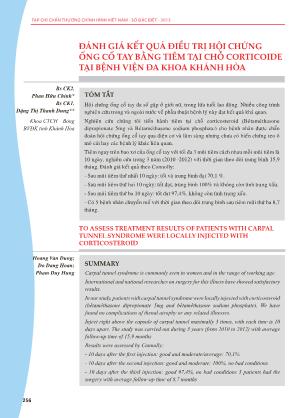 Đánh giá kết quả điều trị hội chứng ống cổ tay bằng tiêm tại chỗ corticoide tại Bệnh viện Đa khoa Khánh Hòa