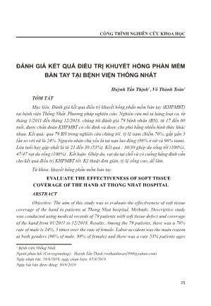 Đánh giá kết quả điều trị khuyết hổng phần mềm bàn tay tại bệnh viện thống nhất