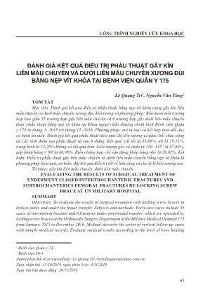 Đánh giá kết quả điều trị phẫu thuật gãy kín liên mấu chuyển và dưới liên mấu chuyển xương đùi bằng nẹp vít khóa tại bệnh viện quân y 175 Đánh giá kết quả điều trị phẫu thuật gãy kín liên mấu chuyển và dưới liên mấu chuyển xương đùi bằng nẹp vít khóa tại bệnh viện quân y 175