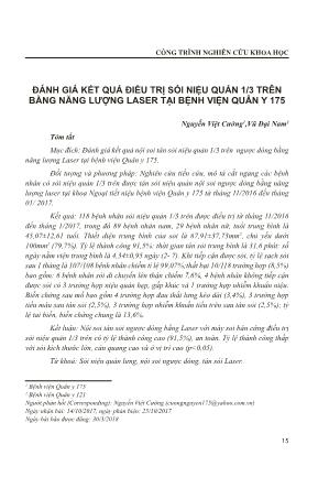 Đánh giá kết quả điều trị sỏi niệu quản 1/3 trên bằng năng lượng Laser tại bệnh viện Quân y 175