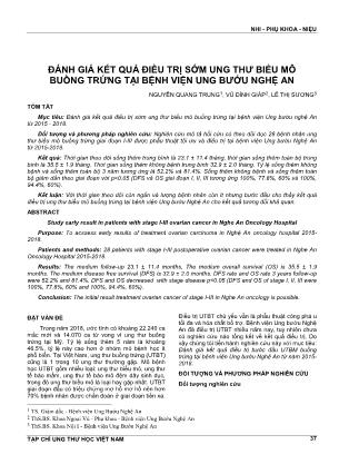 Đánh giá kết quả điều trị sớm ung thư biểu mô buồng trứng tại bệnh viện Ung bướu Nghệ An