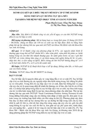 Đánh giá kết quả điều trị suy hô hấp cấp ở trẻ sơ sinh bằng thở áp lực dương tục qua mũi tại khoa nhi Bệnh viện ĐKKV tỉnh An Giang năm 2020