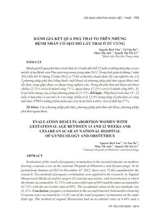 Đánh giá kết quả phá thai to trên những bệnh nhân có sẹo mổ lấy thai ở tử cung