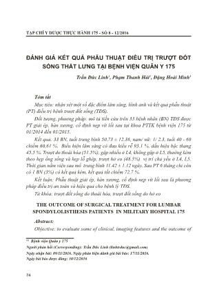 Đánh giá kết quả phẫu thuật điều trị trượt đốt sống thắt lưng tại Bệnh viện Quân Y 175