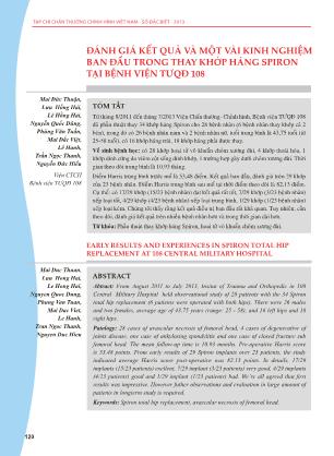Đánh giá kết quả và một vài kinh nghiệm ban đầu trong thay khớp háng spiron tại bệnh viện TƯQĐ 108