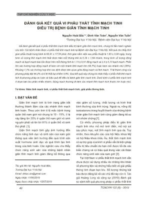 Đánh giá kết quả vi phẫu thắt tĩnh mạch tinh điều trị bệnh giãn tĩnh mạch tinh