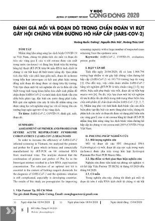 Đánh giá mồi và đoạn dò trong chẩn đoán vi rút gây hội chứng viêm đường hô hấp cấp (SARS-COV-2)