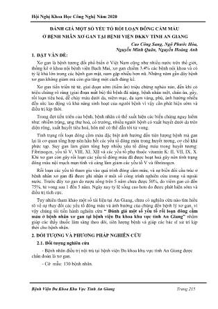 Đánh giá một số yếu tố rối loạn đông cầm máu ở bệnh nhân xơ gan tại Bệnh viện ĐKKV tỉnh An Giang