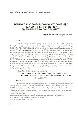Đánh giá mức độ đáp ứng đối với công việc của sinh viên tốt nghiệp tại Trường Cao đẳng Quân Y 2