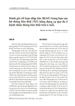 Đánh giá rối loạn nhịp tim (rLNT) trung hạn sau bít thông liên thất (TLT) bằng dụng cụ qua da ở bệnh nhân thông liên thất trên 6 tuổi