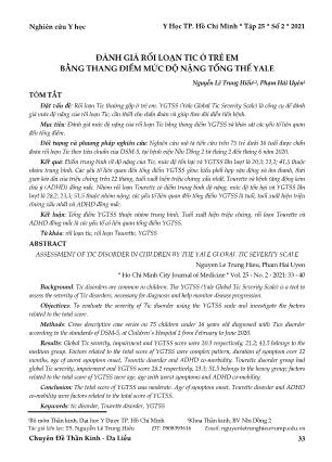 Đánh giá rối loạn tic ở trẻ em bằng thang điểm mức độ nặng tổng thể yale