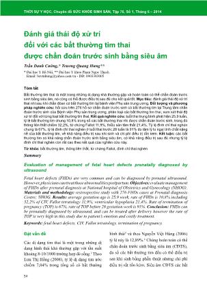 Đánh giá thái độ xử trí đối với các bất thường tim thai được chẩn đoán trước sinh bằng siêu âm Đánh giá thái độ xử trí đối với các bất thường tim thai được chẩn đoán trước sinh bằng siêu âm