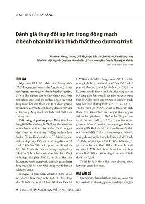 Đánh giá thay đổi áp lực trong động mạch ở bệnh nhân khi kích thích thất theo chương trình