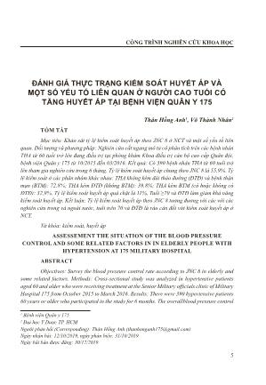 Đánh giá thực trạng kiểm soát huyết áp và một số yếu tố liên quan ở người cao tuổi có tăng huyết áp tại Bệnh viện Quân Y 175