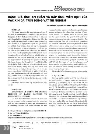 Đánh giá tính an toàn và đáp ứng miễn dịch của vắc xin dại trên động vật thí nghiệm