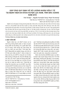 Đáp ứng quy định về số lượng nhân viên y tế tại Bệnh viện Đa khoa huyện Lục Nam, tỉnh Bắc Giang năm 2018