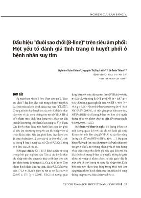 Dấu hiệu “đuôi sao chổi (B-Line)” trên siêu âm phổi: Một yếu tố đánh giá tình trạng ứ huyết phổi ở bệnh nhân suy tim