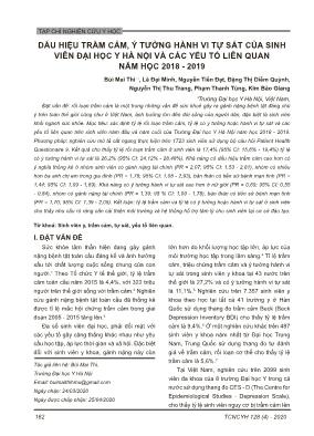 Dấu hiệu trầm cảm, ý tưởng hành vi tự sát của sinh viên Đại học Y Hà Nội và các yếu tố liên quan năm học 2018-2019