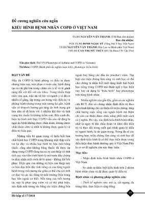 Đề cương nghiên cứu ngắn: Kiểu hình bệnh nhân COPD ở Việt Nam
