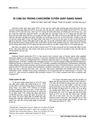 Di căn xa trong carcinôm tuyến giáp dạng nang Di căn xa trong carcinôm tuyến giáp dạng nang