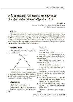 Điều gì cần lưu ý khi điều trị tăng huyết áp cho bệnh nhân cao tuổi? cập nhật 2014