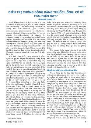 Điều trị chống đông bằng thuốc uống: có gì mới hiện nay ? Điều trị chống đông bằng thuốc uống: có gì mới hiện nay ?
