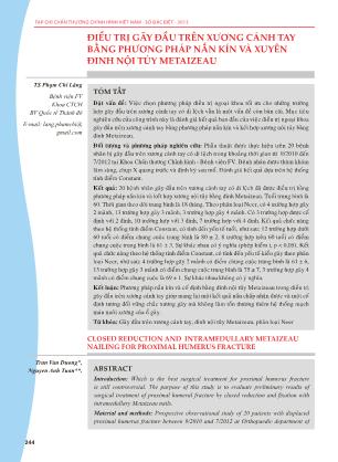 Điều trị gãy đầu trên xương cánh tay bằng phương pháp nắn kín và xuyên đinh nội tủy Metaizeau