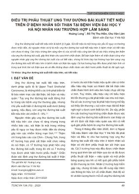 Điều trị phẫu thuật ung thư đường bài xuất tiết niệu trên ở bệnh nhân sỏi thận tại Bệnh viện Đại học Y Hà Nội nhân hai trường hợp lâm sàng