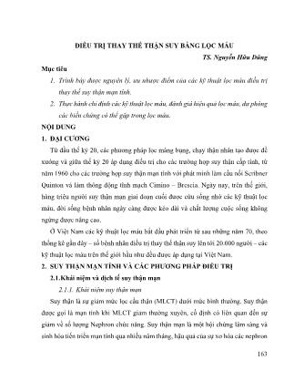 Điều trị thay thế thận suy bằng lọc máu