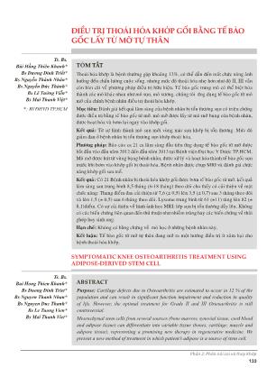 Điều trị thoái hóa khớp gối bằng tế bào gốc lấy từ mỡ tự thân