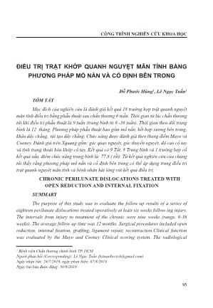 Điều trị trật khớp quanh nguyệt mãn tính bằng phương pháp mổ nắn và cố định bên trong