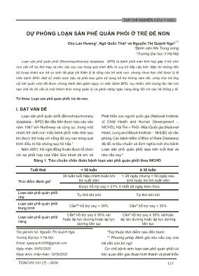 Dự phòng loạn sản phế quản phổi ở trẻ đẻ non