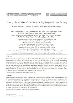 Dược lý di truyền học: Cơ sở di truyền, ứng dụng cơ bản và triển vọng