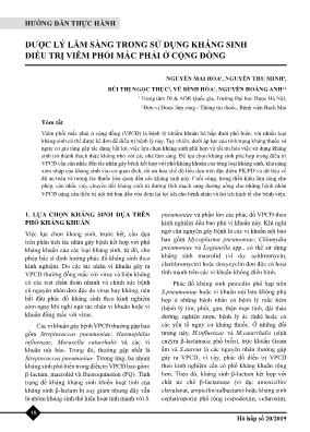 Dược lý lâm sàng trong sử dụng kháng sinh điều trị viêm phổi mắc phải ở cộng đồng