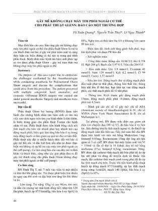 Gây mê không chạy máy tim phổi ngoài cơ thể cho phẫu thuật glenn: Báo cáo một trường hợp Gây mê không chạy máy tim phổi ngoài cơ thể cho phẫu thuật glenn: Báo cáo một trường hợp