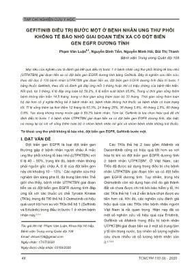 Gefitinib điều trị bước một ở bệnh nhân ung thư phổi không tế bào nhỏ giai đoạn tiến xa có đột biến gen EGFR dương tính