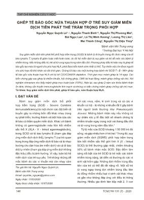 Ghép tế bào gốc nửa thuận hợp ở trẻ suy giảm miễn dịch tiên phát thể trầm trọng phối hợp