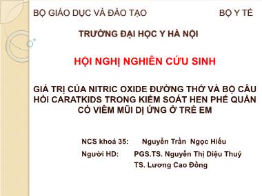 Giá trị của nitric oxide đường thở và bộ câu hỏi caratkids trong kiểm soát hen phế quản có viêm mũi dị ứng ở trẻ em