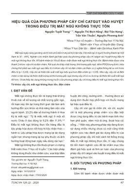 Hiệu quả của phương pháp cấy chỉ catgut vào huyệt trong điều trị mất ngủ không thực tổn