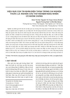 Hiệu quả của tin nhắn điện thoại trong cai nghiện thuốc lá: nghiên cứu thử nghiệm ngẫu nhiên có nhóm chứng