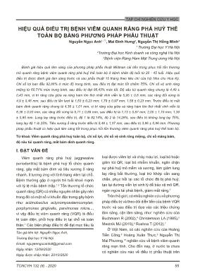 Hiệu quả điều trị bệnh viêm quanh răng phá huỷ thể toàn bộ bằng phương pháp phẫu thuật