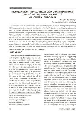 Hiệu quả điều trị phẫu thuật viêm quanh răng mạn tính có hỗ trợ bằng dẫn xuất từ khuôn men-Emdogain