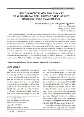 Hiệu quả điều trị viêm phổi thở máy do vi khuẩn gây bệnh thường gặp phát hiện bằng multiplex realtime PCR