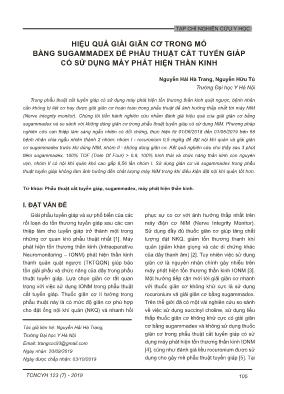 Hiệu quả giải giãn cơ trong mổ bằng sugammadex để phẫu thuật cắt tuyến giáp có sử dụng máy phát hiện thần kinh