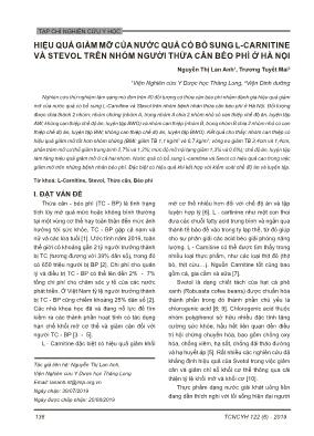 Hiệu quả giảm mỡ của nước quả có bổ sung L-Carnitine và stevol trên nhóm người thừa cân béo phì ở Hà Nội