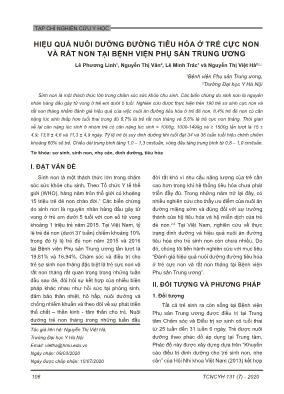 Hiệu quả nuôi dưỡng đường tiêu hóa ở trẻ cực non và rất non tại Bệnh viện Phụ sản Trung Ương