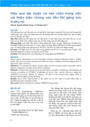 Hiệu quả tập luyện cơ sàn chậu trong việc cải thiện triệu chứng són tiểu khi gắng sức ở phụ nữ